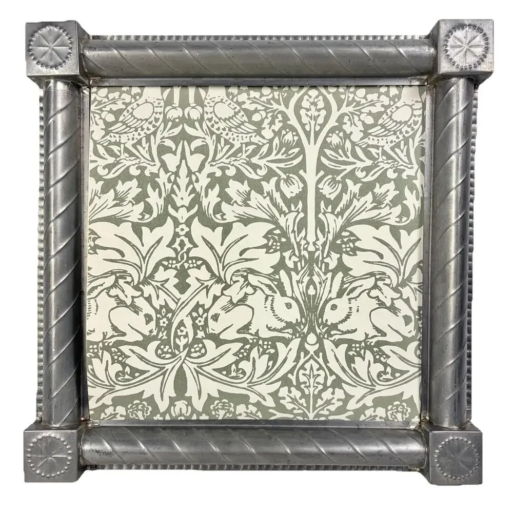 Handmade Punched Tin Metal Folk Art Photo Frame 13x13” Fits 10x10” Rustic VTG